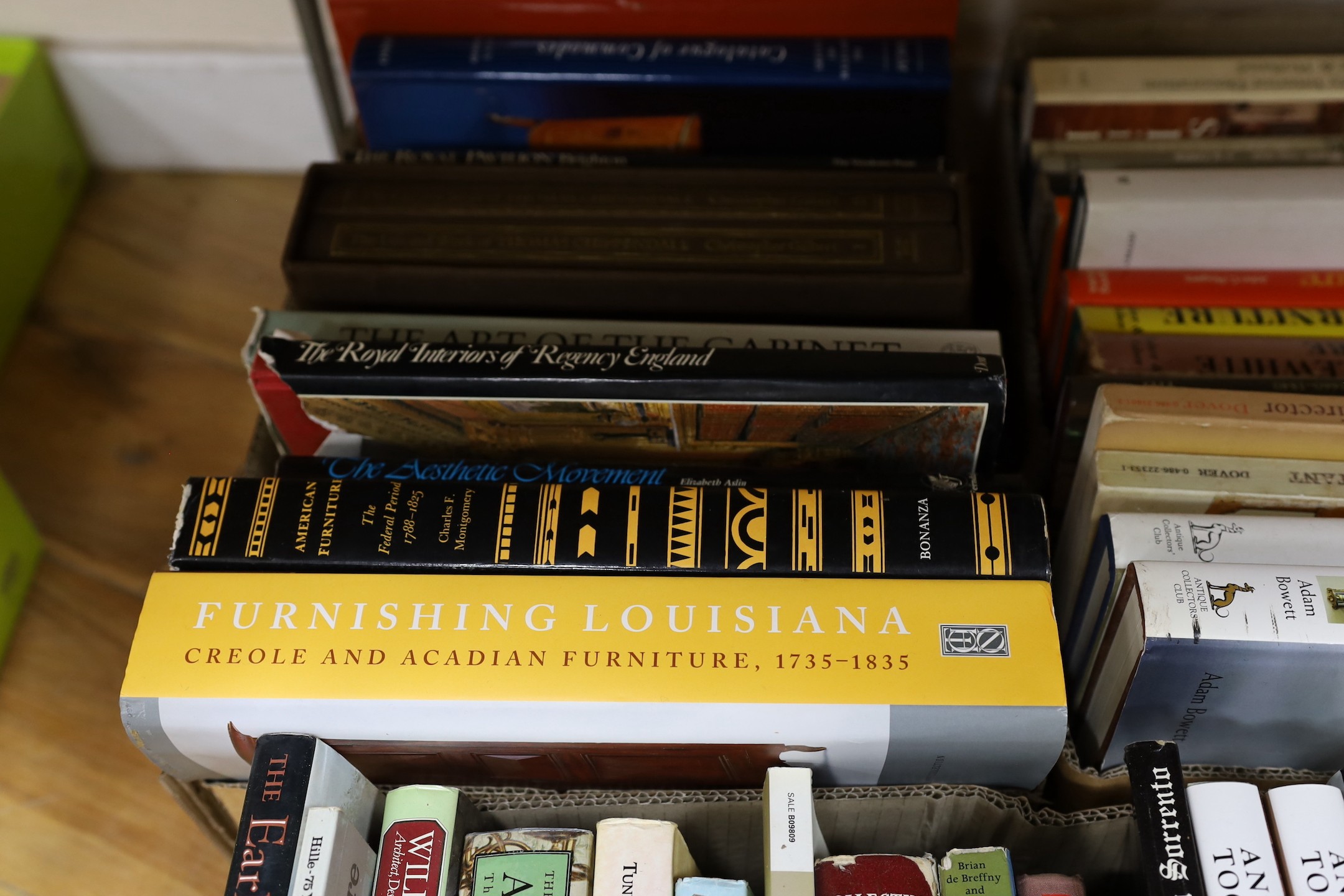 A large quantity of works on antique, and later, furniture reference books, to include Howard, Maurice - The Early Tudor Country House, George Phillip, 1987; Riley, Noël - Penwork, Oblong, 2008; Beard, Geoffrey - The Nat